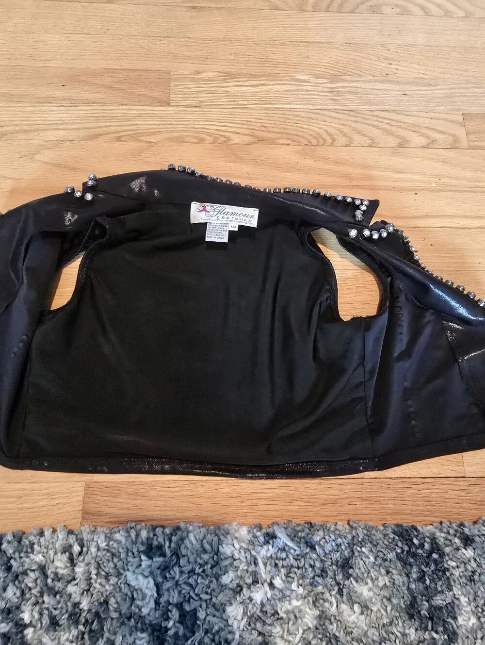 Glamour Costumes Black Studded Costume Vest with Rhinestone Accents Sz MA